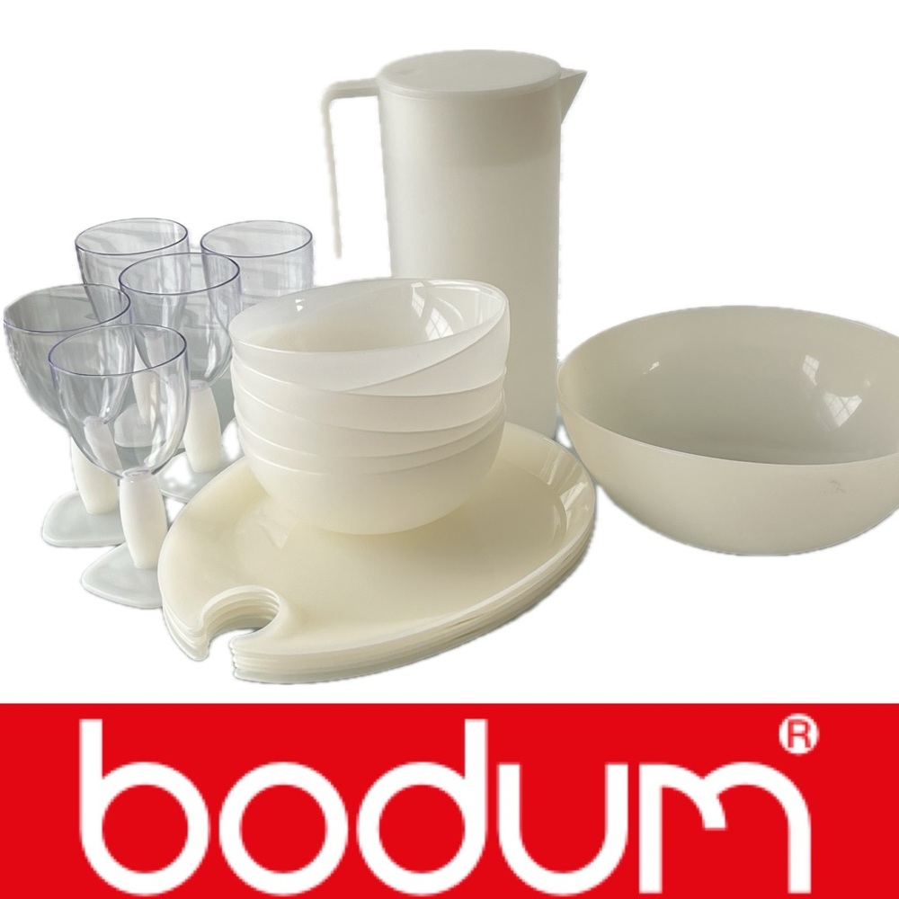 🧺Rare 19pc VTG BODUM Stackable Picnic Pool Outdoor Cocktail Serving Set Oktett